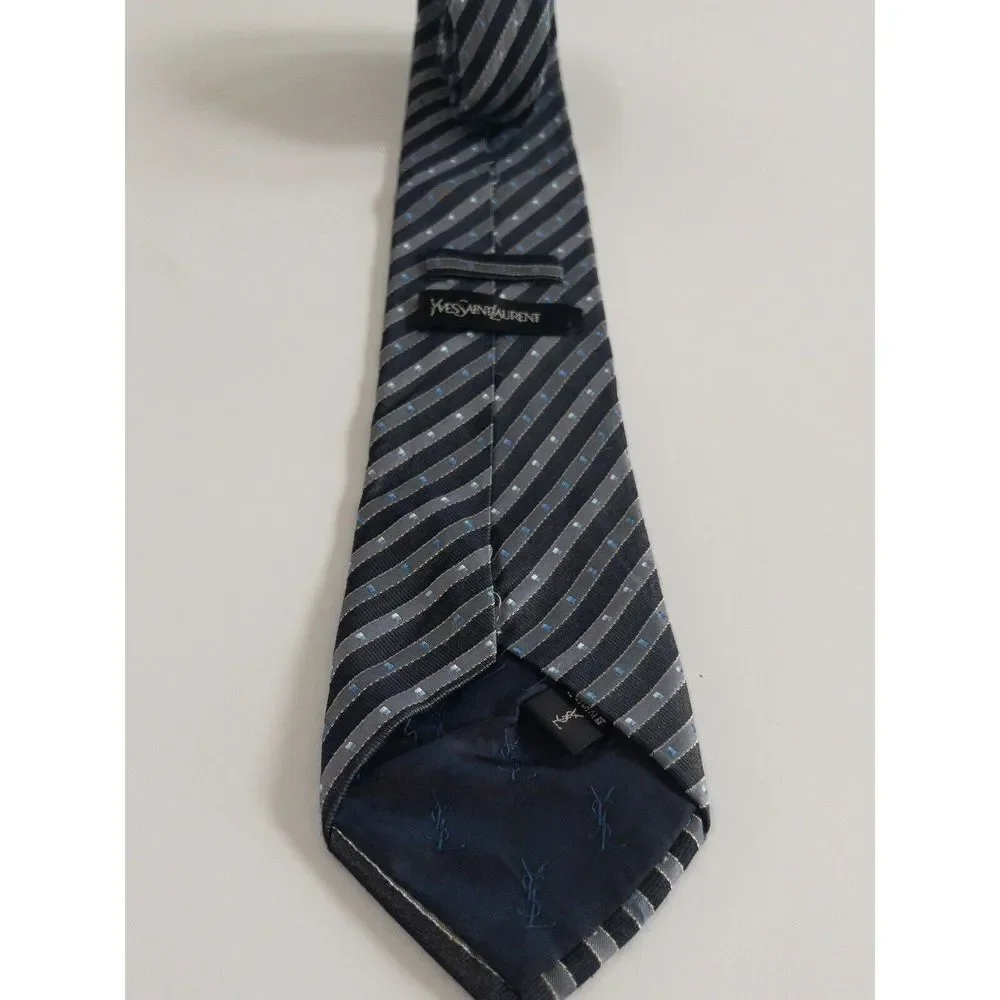Yves Saint‎ Laurent Necktie YSL Blue And Gray
